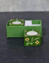 Jaipur Blue Pottery Square T-Light Holder Set of 2 pcs Green Base with Yellow Florals in a Gift Box